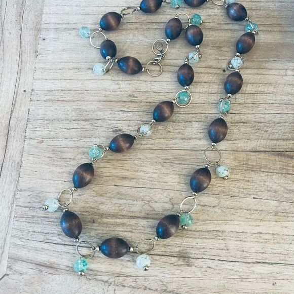 Boho Wood Beaded Necklace - Picture 2 of 4